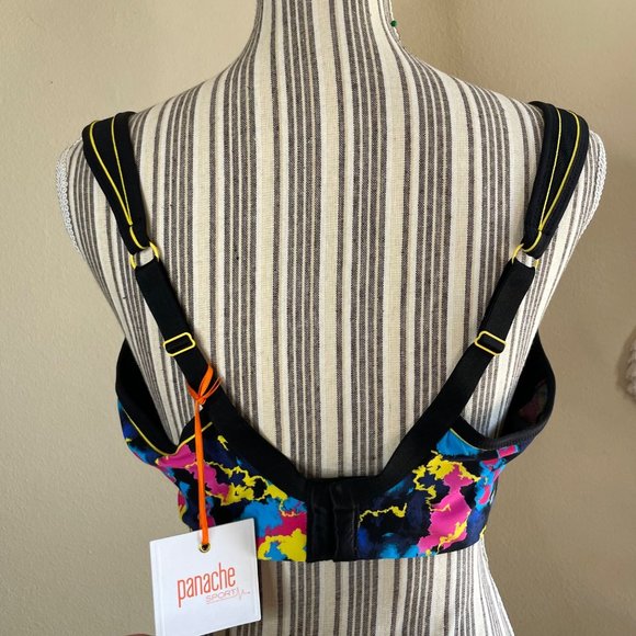 New Panache High Impact Wired Padded Sports Bra Mesh Colorful Size 40GG - Picture 6 of 11